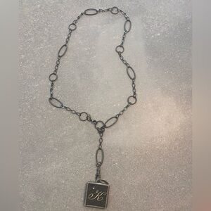 Black Pendant Necklace with Initial 'K'